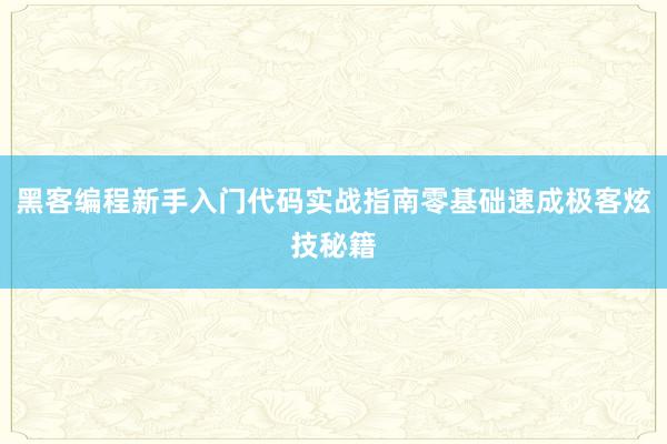 黑客编程新手入门代码实战指南零基础速成极客炫技秘籍