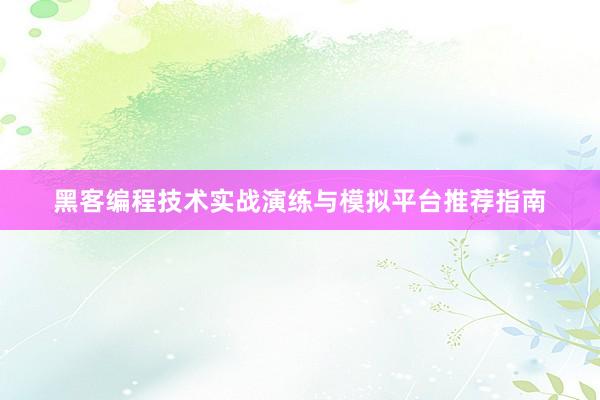 黑客编程技术实战演练与模拟平台推荐指南